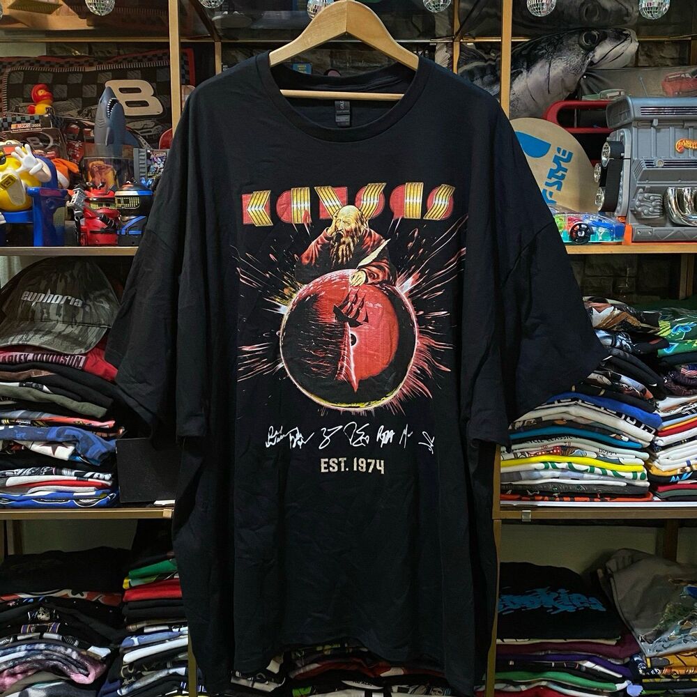 Kansas Band Leftoverture Album Art Graphic T-Shirt Mens 5XL Black Gildan Heavy